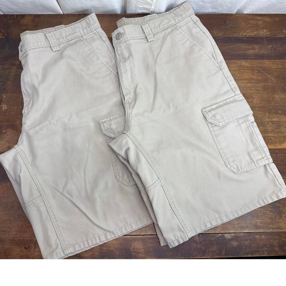 Dickies Workwear Cargo Shorts Cotton Blend Khaki Set of 2 Men's Size 36 x 12"